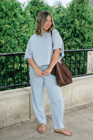 Daily Movement Mineral Wash Relaxed Tee - Sky Blue