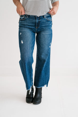 Risen Heidi Dark Wash High-Rise Wide Leg Jeans