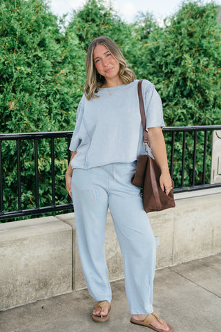 Daily Movement Mineral Wash Relaxed Tee - Sky Blue