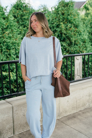 Daily Movement Mineral Wash Relaxed Tee - Sky Blue