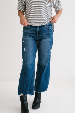 Risen Heidi Dark Wash High-Rise Wide Leg Jeans