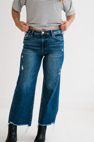 Risen Heidi Dark Wash High-Rise Wide Leg Jeans