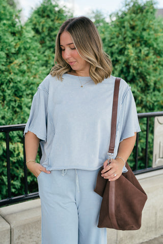 Daily Movement Mineral Wash Relaxed Tee - Sky Blue