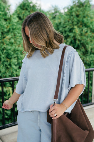 Daily Movement Mineral Wash Relaxed Tee - Sky Blue