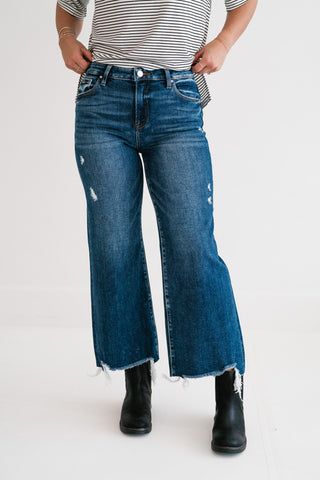 Risen Heidi Dark Wash High-Rise Wide Leg Jeans