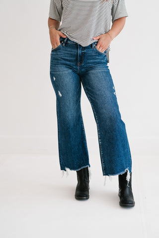 Risen Heidi Dark Wash High-Rise Wide Leg Jeans