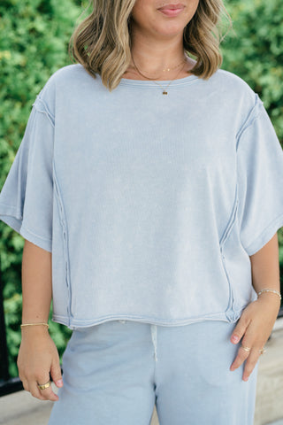 Daily Movement Mineral Wash Relaxed Tee - Sky Blue