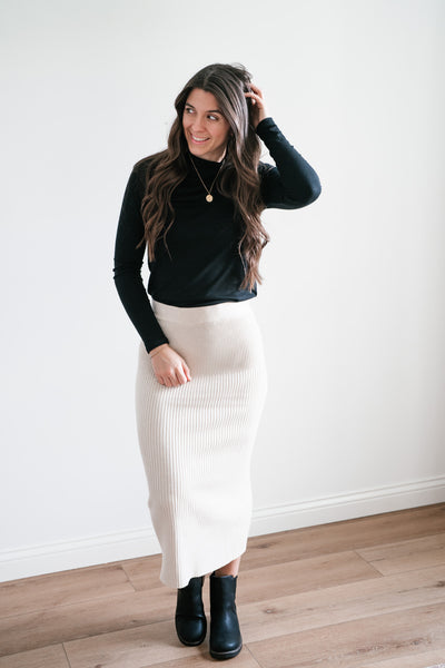 Kendall Ribbed Knit Midi Skirt