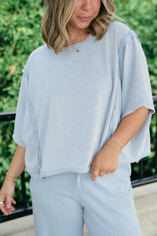 Daily Movement Mineral Wash Relaxed Tee - Sky Blue