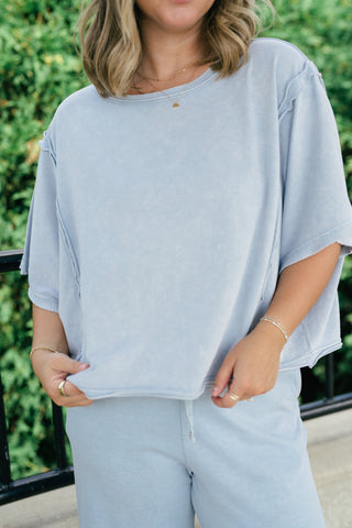 Daily Movement Mineral Wash Relaxed Tee - Sky Blue