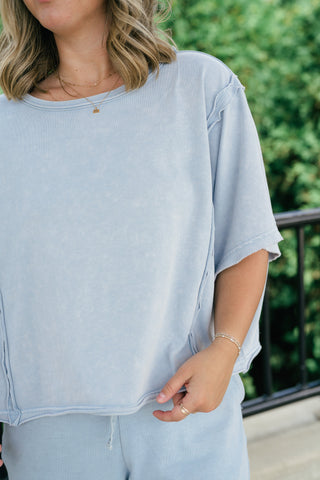 Daily Movement Mineral Wash Relaxed Tee - Sky Blue