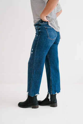 Risen Heidi Dark Wash High-Rise Wide Leg Jeans