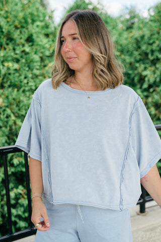 Daily Movement Mineral Wash Relaxed Tee - Sky Blue