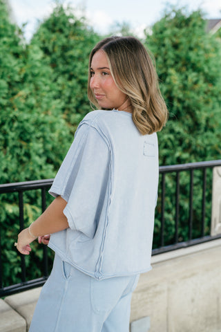 Daily Movement Mineral Wash Relaxed Tee - Sky Blue