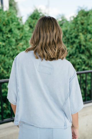 Daily Movement Mineral Wash Relaxed Tee - Sky Blue
