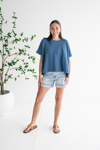 Pure Ease Relaxed Top - Dusty Blue