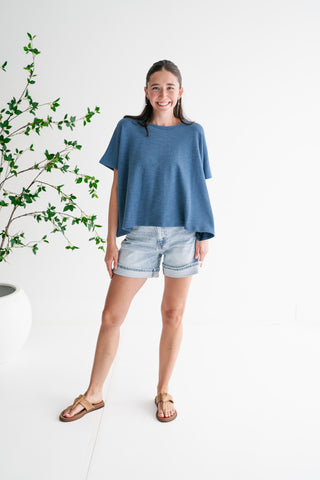 Pure Ease Relaxed Top - Dusty Blue