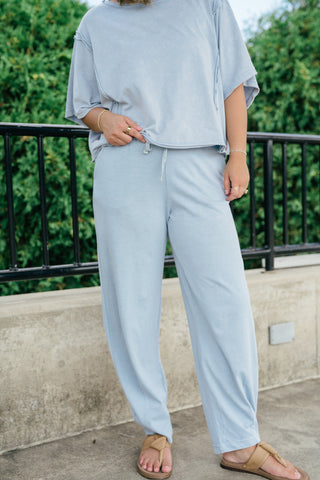 Daily Movement Mineral Wash Barrel Pants - Sky