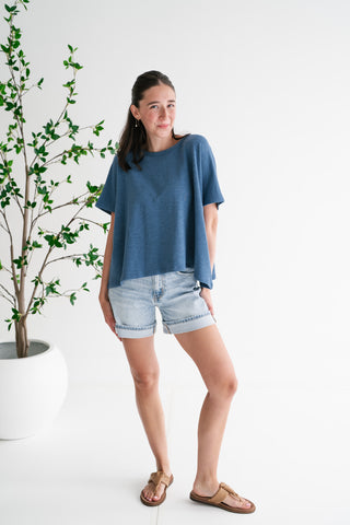 Pure Ease Relaxed Top - Dusty Blue