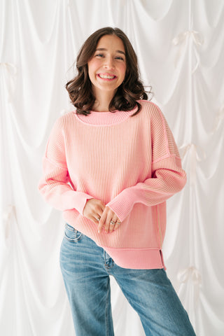 Pink Horizon Relaxed Knit Sweater Top