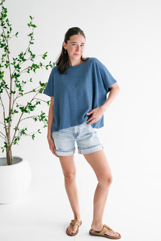 Pure Ease Relaxed Top - Dusty Blue