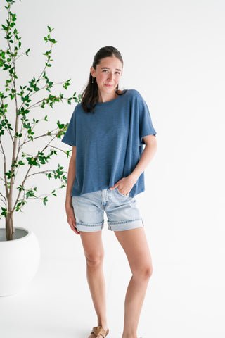 Pure Ease Relaxed Top - Dusty Blue