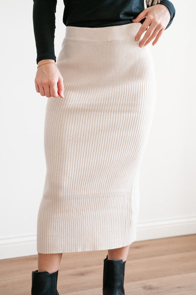 Kendall Ribbed Knit Midi Skirt