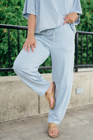 Daily Movement Mineral Wash Barrel Pants - Sky