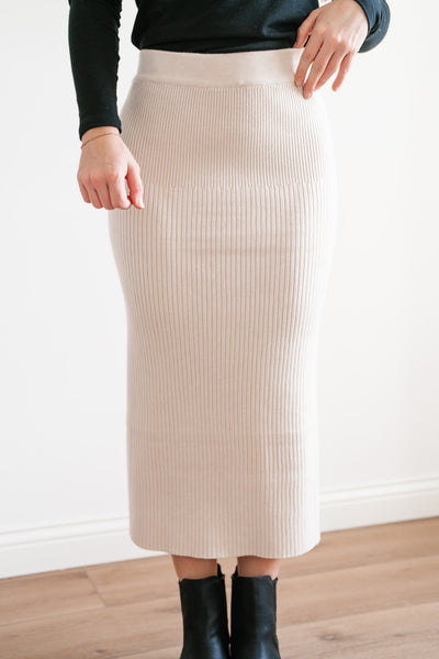 Kendall Ribbed Knit Midi Skirt