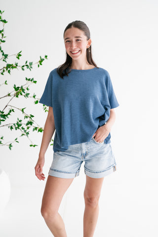 Pure Ease Relaxed Top - Dusty Blue