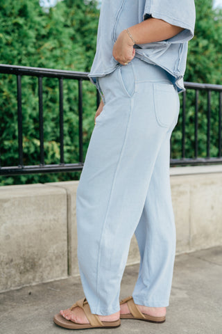 Daily Movement Mineral Wash Barrel Pants - Sky