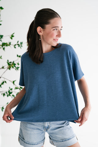Pure Ease Relaxed Top - Dusty Blue