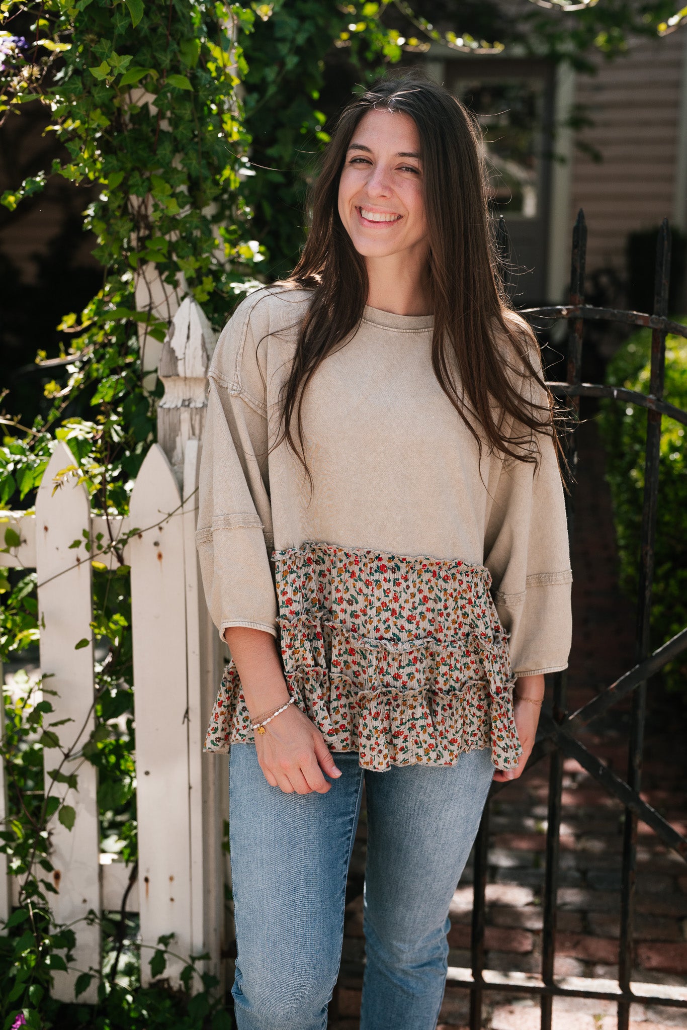 Babydoll Blossom Floral Ruffle Top