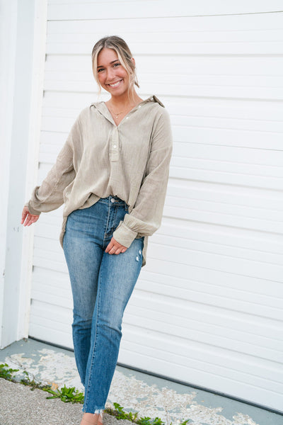 Lizzie Striped Button Top