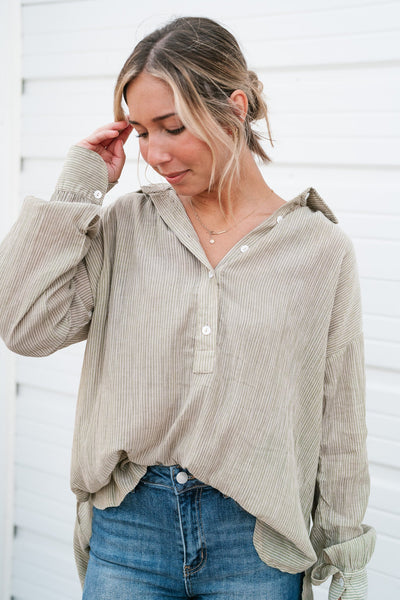 Lizzie Striped Button Top