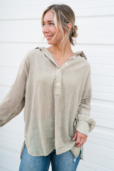 Lizzie Striped Button Top