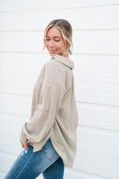Lizzie Striped Button Top