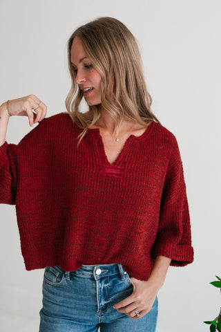 Autumn Glow Quarter Sleeve Sweater - Rust