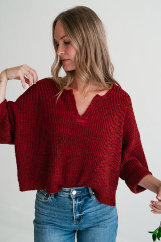 Autumn Glow Quarter Sleeve Sweater - Rust