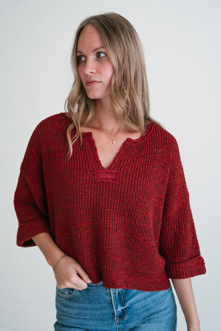 Autumn Glow Quarter Sleeve Sweater - Rust