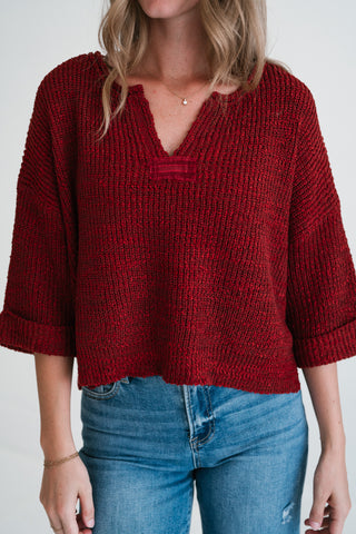 Autumn Glow Quarter Sleeve Sweater - Rust