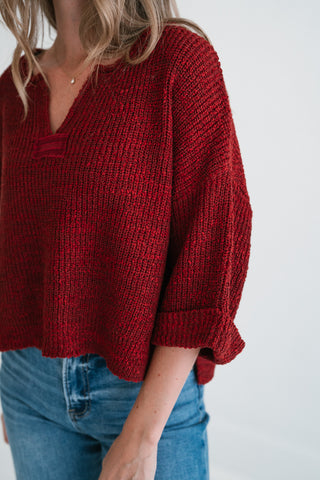 Autumn Glow Quarter Sleeve Sweater - Rust