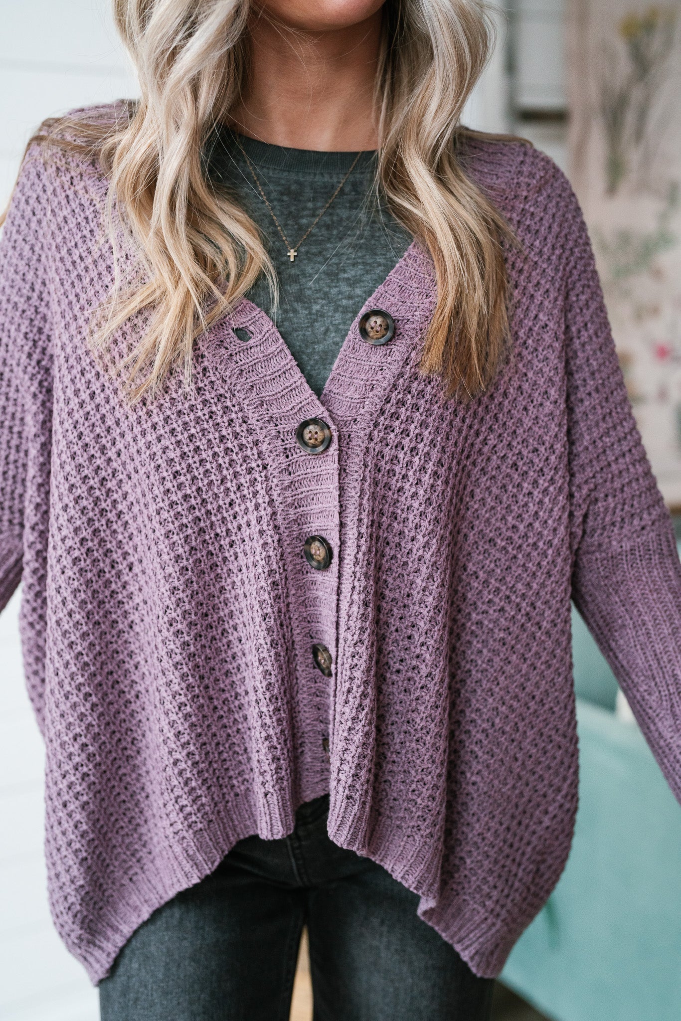 Lakeside Knit Cardigan- Purple