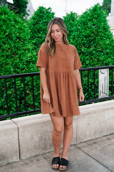 Harvest Hour Corduroy Mini Dress - Camel