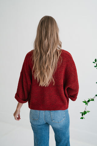 Autumn Glow Quarter Sleeve Sweater - Rust