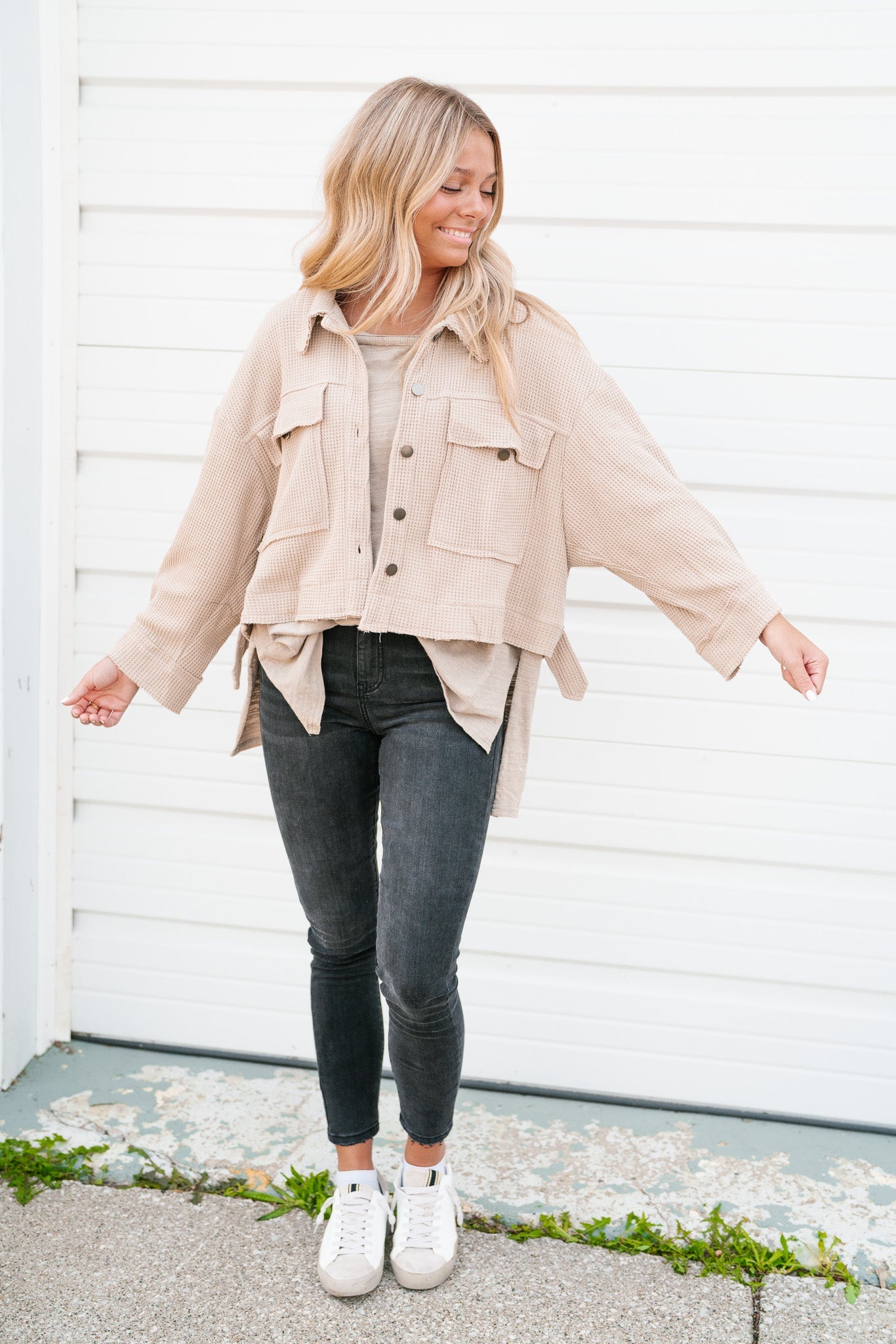 Taylor Waffle Knit Cropped Jacket