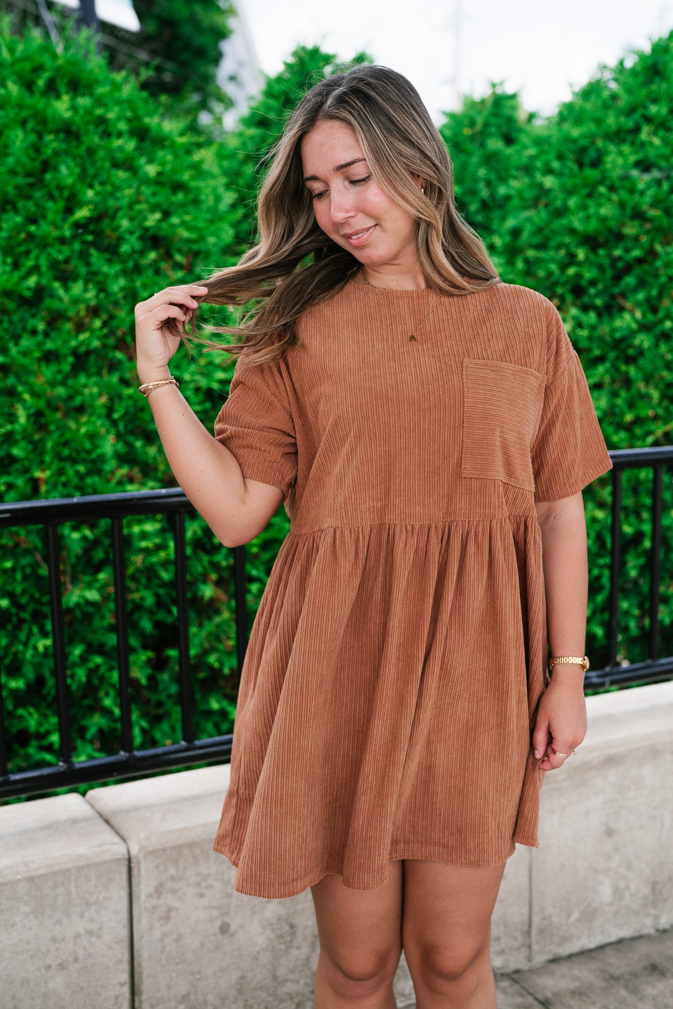 Harvest Hour Corduroy Mini Dress - Camel