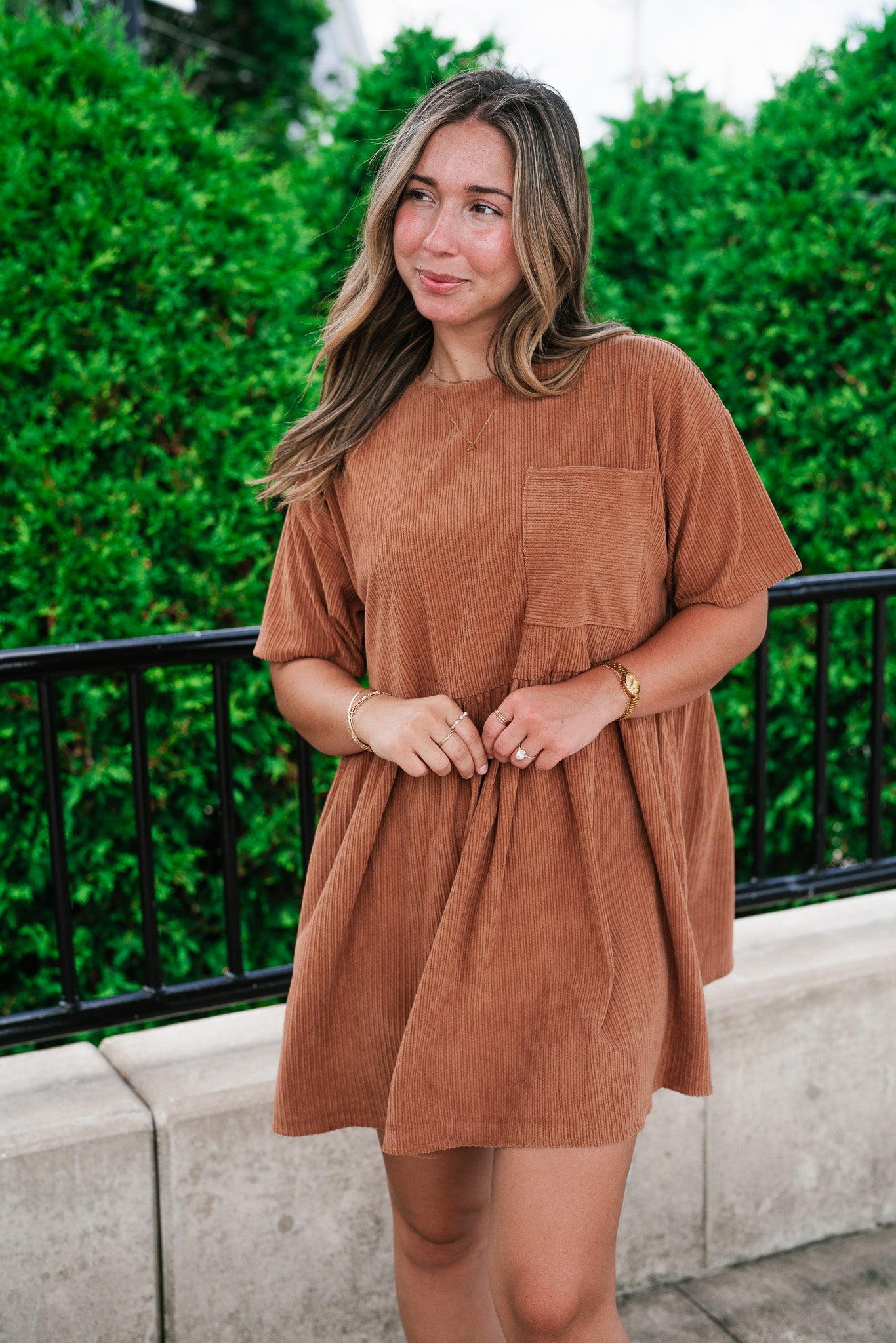 Harvest Hour Corduroy Mini Dress - Camel