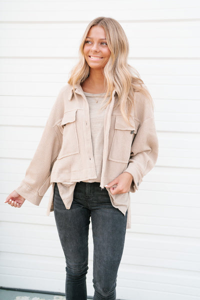 Taylor Waffle Knit Cropped Jacket