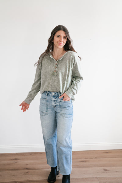 Ava Mineral Wash Long Sleeve Top